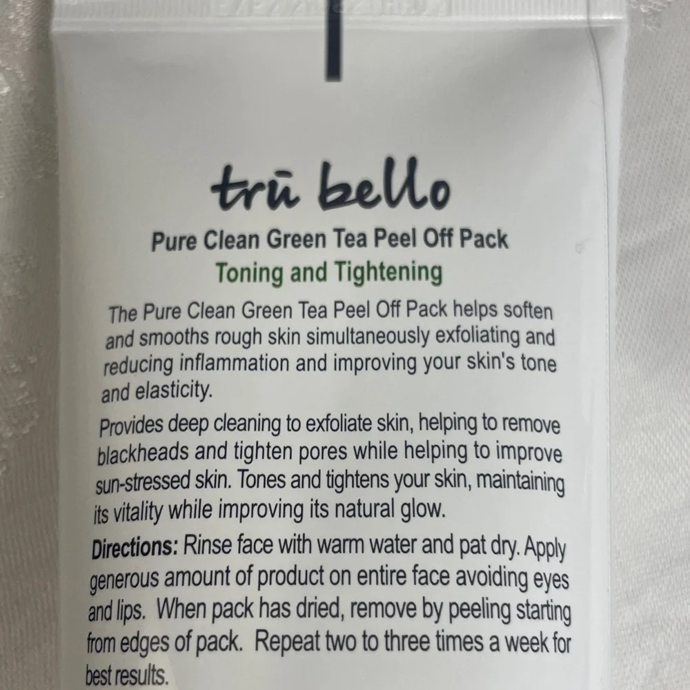 Tru Bello Green Tea Peel Off Pack Korean Skincare NEW Never Used 5.07 oz 150 ml